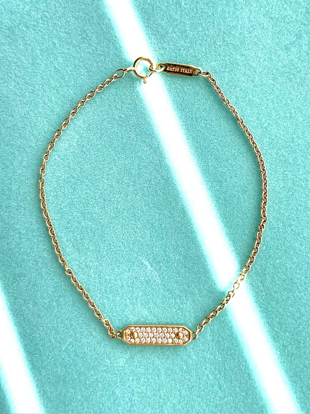 Tiffany 18k Gold Pavé Bar Chain Bracelet